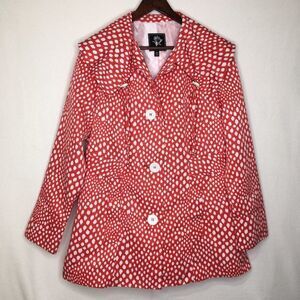 Abbie  Mags Red White Polka Dot Trench Coat
